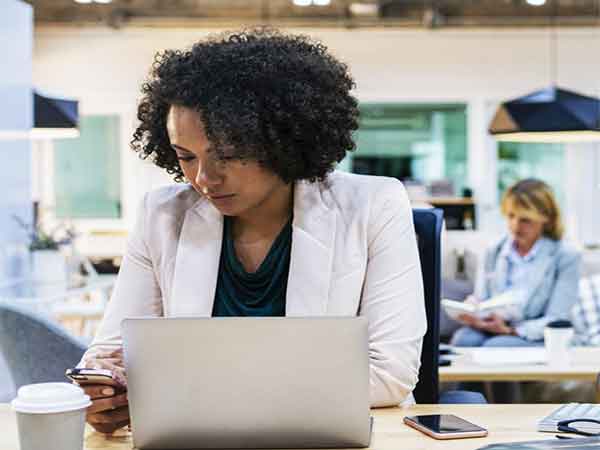 woman viewing her bank statement online